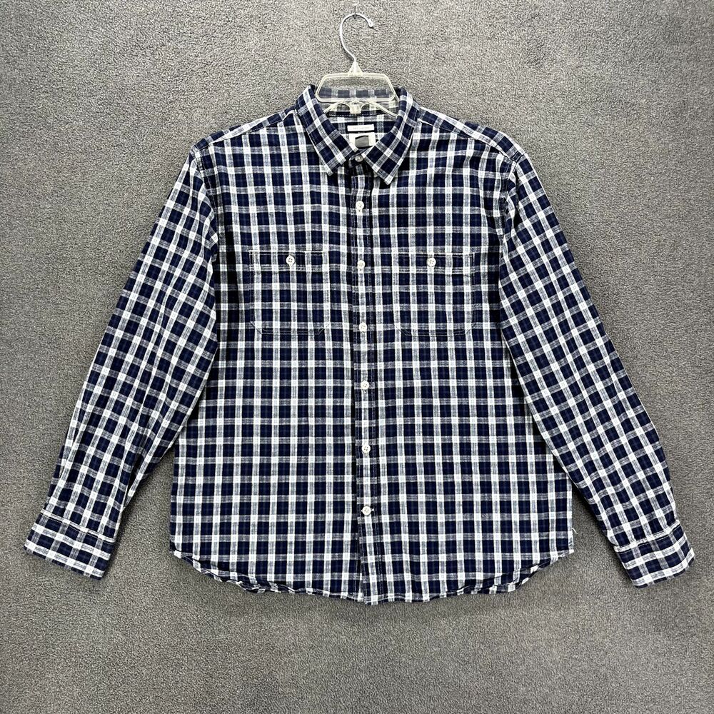 Old Navy Shirt‎ Mens XL Blue White Slim Fit Button Up Long Sleeve Pockets